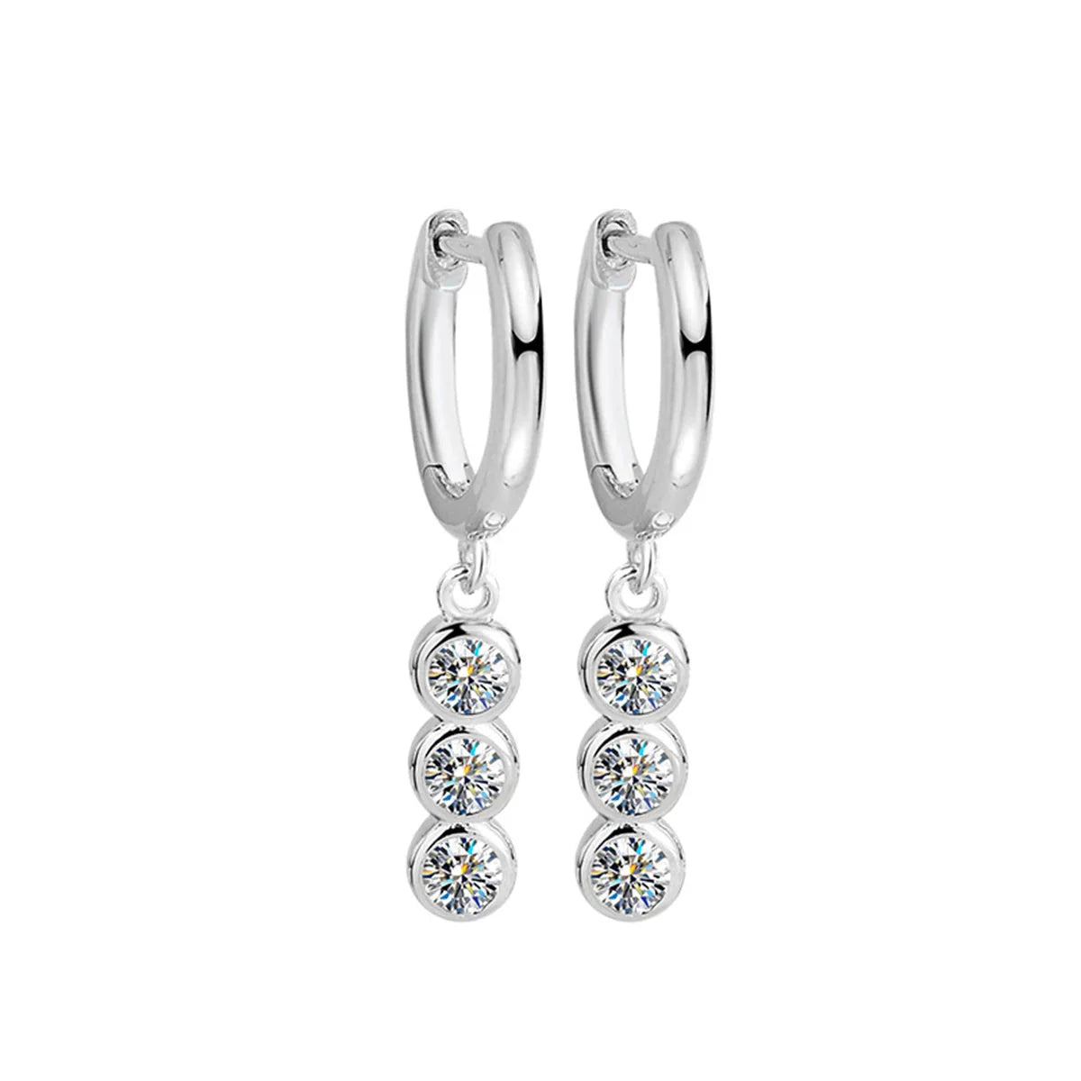 Ohrstecker für Damen aus Sterlingsilber S925 mit 1,2 Karat Moissanit (rund)