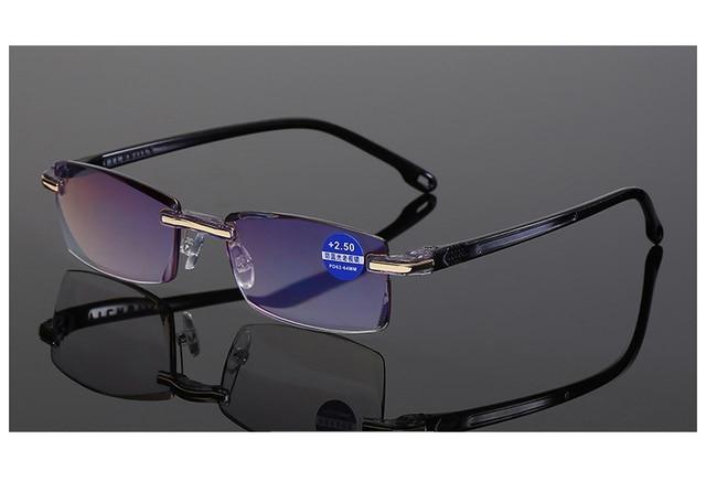 Stylish Fashionable Blue Light Blocking Rimless Reading Glasses Women Men Simple Modern Square Frameless Diopters Glasses Frameless Reading Glasses Blue Light Blocking Rimless Computer Reader Lightweight Anti Glare Filter Eyeglasses