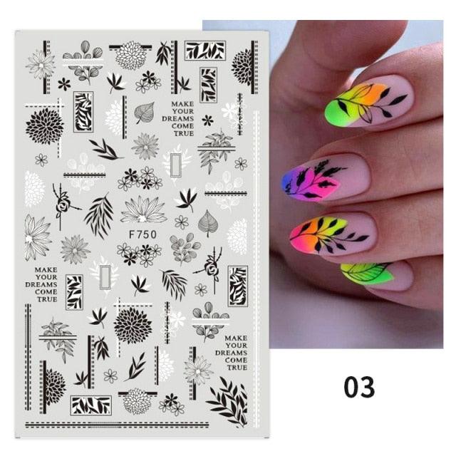 Summer Tropical Plants 3D Nail Sticker Iridescent Leaves Tree Transfer Decals Slider For Nails DIY Nail Art Decoration 3D Nail Stickers Decals Snowflakes Elk Bear Christmas Xmas Transfer Stickers Nail Art Self-Adhesive Decals Decoration Nail Art