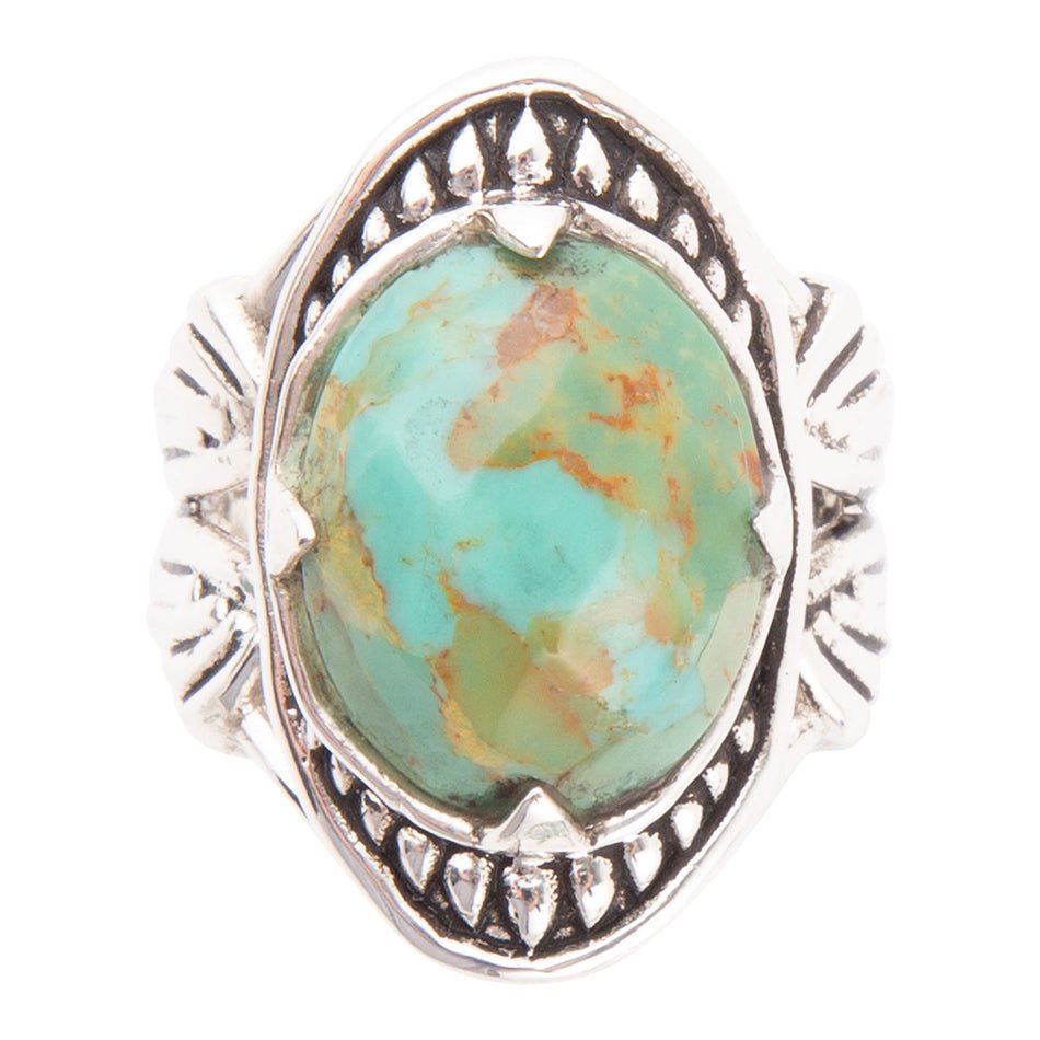 Sweet Dreams Faceted Blue Turquoise and Sterling Silver Ring - ThisandThatShoppe