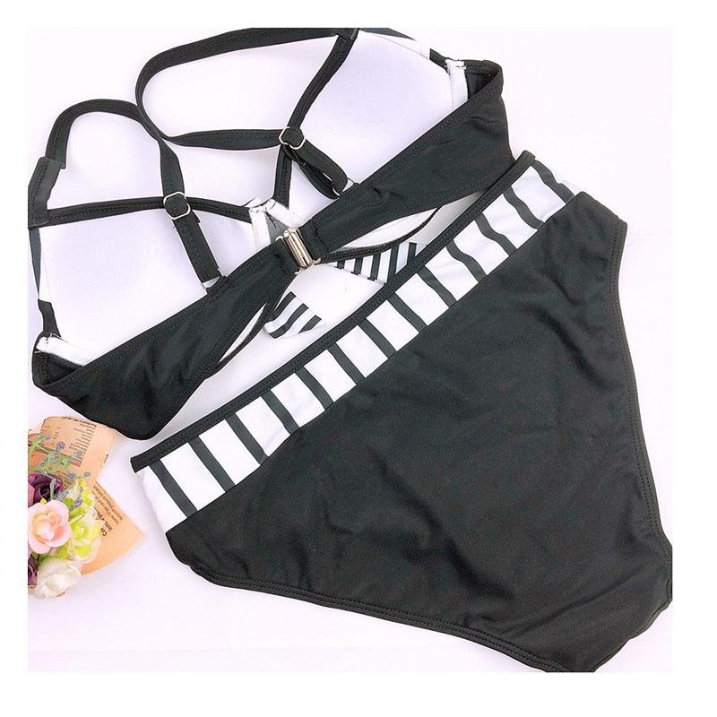 Swimwear Bikinis Swimming Suit For Women Swimsuit Padded Push-up Bikini Set Women Padded Push up Bikini Set Halter Two Piece Cross Top Swimsuit Patchwork Bathing Suit