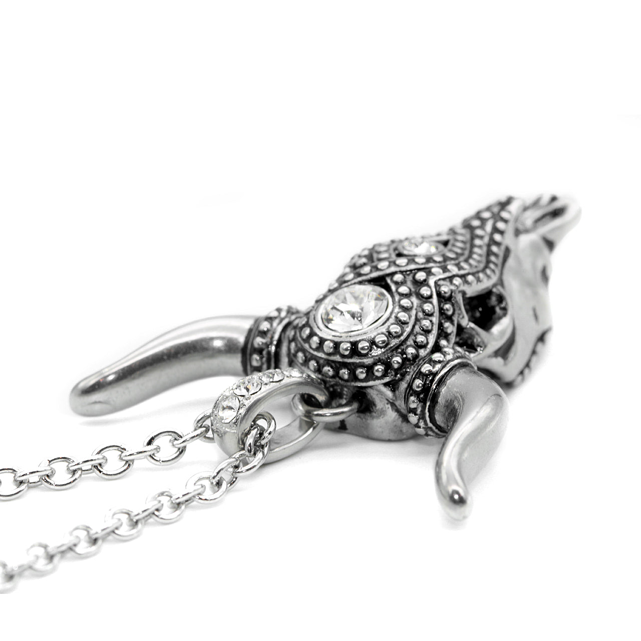 Collier crâne de taureau Taureau, chaîne en argent sterling