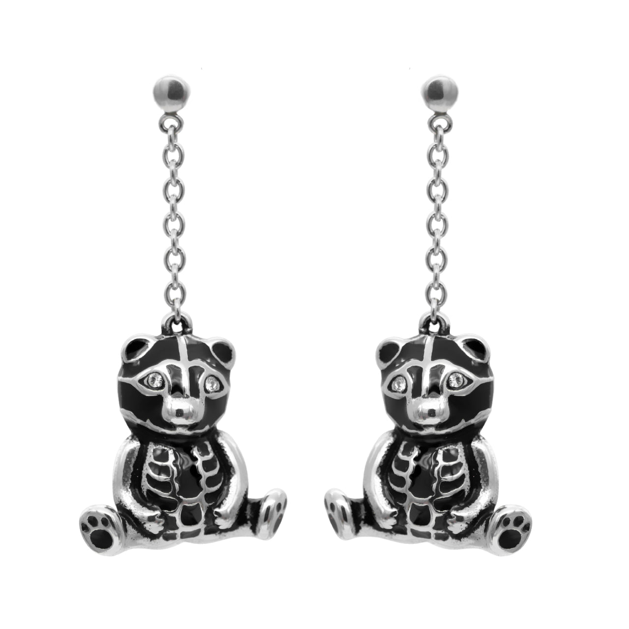 Boucles d'oreilles pendantes Ourson en ton argenté, cadeau mignon pour elle