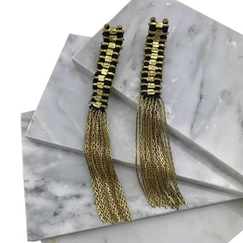 Tempel Quasten Ohrringe Boho Indisch Statement Baumwollfaden Zinklegierung 11,4 cm