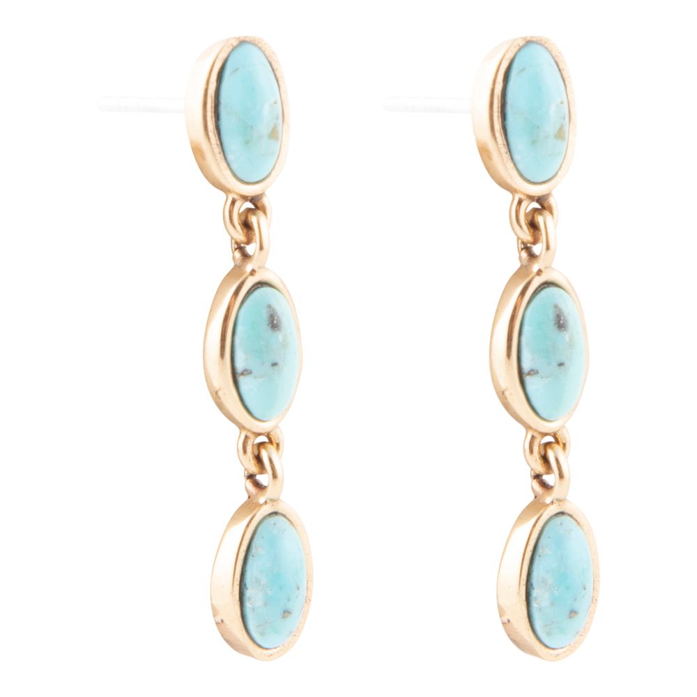 Three Times the Blue Turquoise Golden Drop Earrings - ThisandThatShoppe