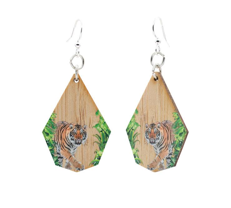 Boucles d'oreilles en bambou tigre, boucles d'oreilles pendantes légères en bois
