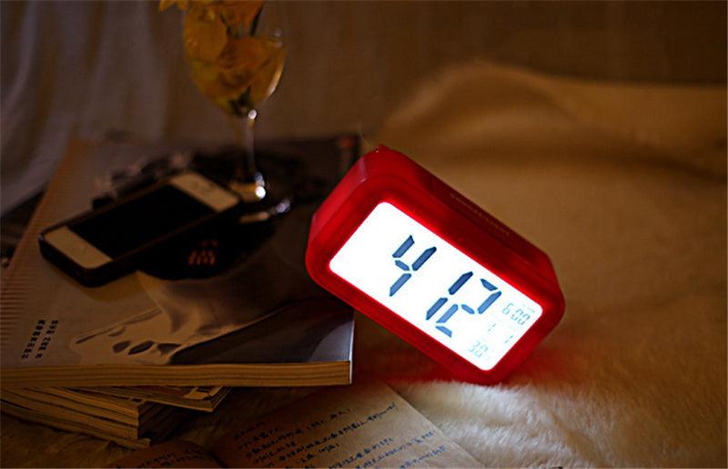 Time and Temperature Digital Table Snooze Alarm Clock LCD Display Bedside Alarm Clock with Snooze Backlight Night Light Date and Temperature Sleep Timer for for Heavy Sleepers Children Wake Up Kids Alarm Clock Night Light for Children Desk Clock