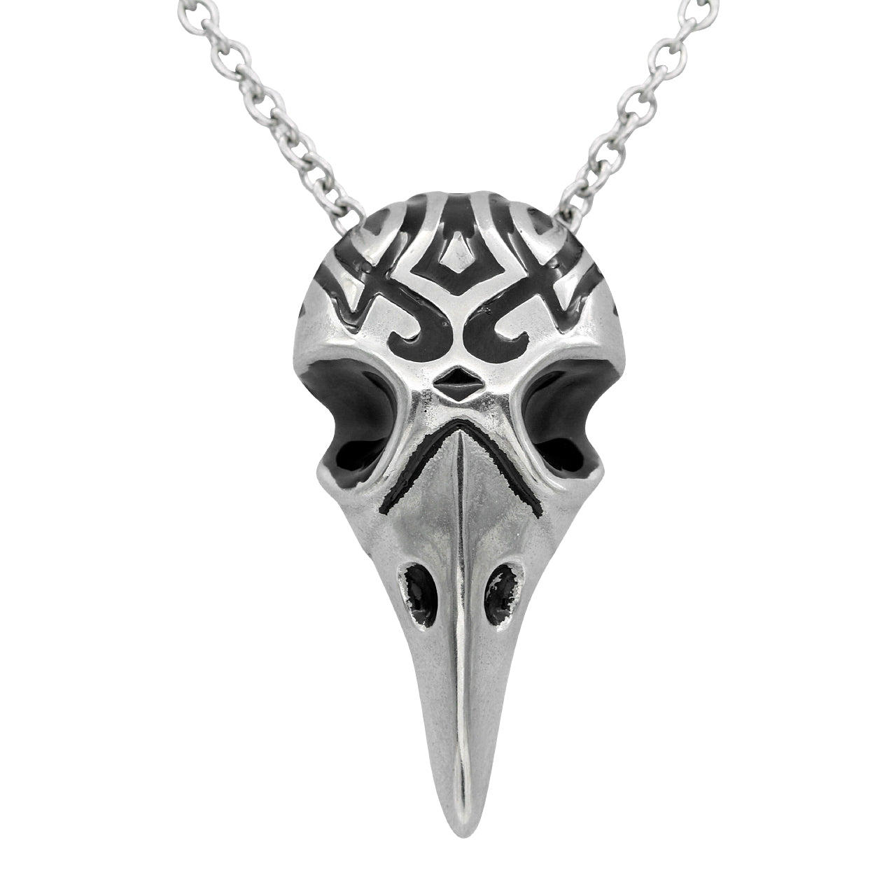 Tribal Krähenschädel-Anhänger-Halskette Gothischer Rabenvogel-Amulett