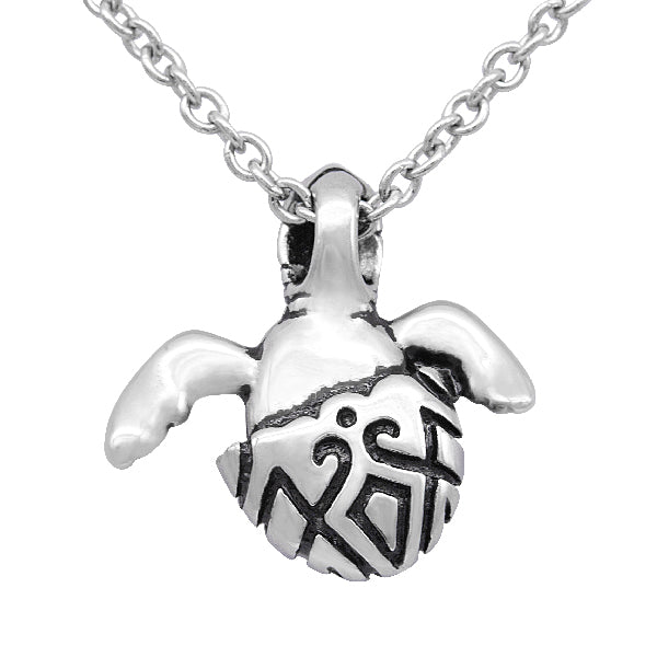 Collier Tortue Tribale en Argent Sterling Pendentif Gravé
