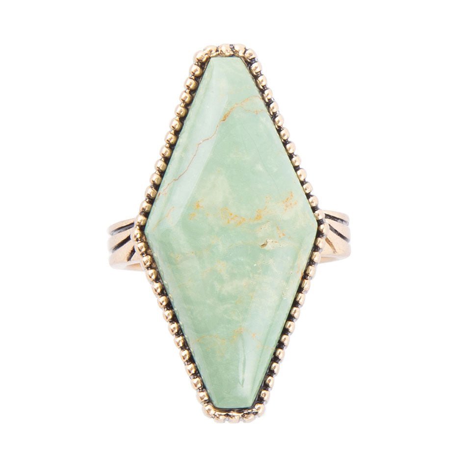 Trillion Green Turquoise Golden Ring - ThisandThatShoppe