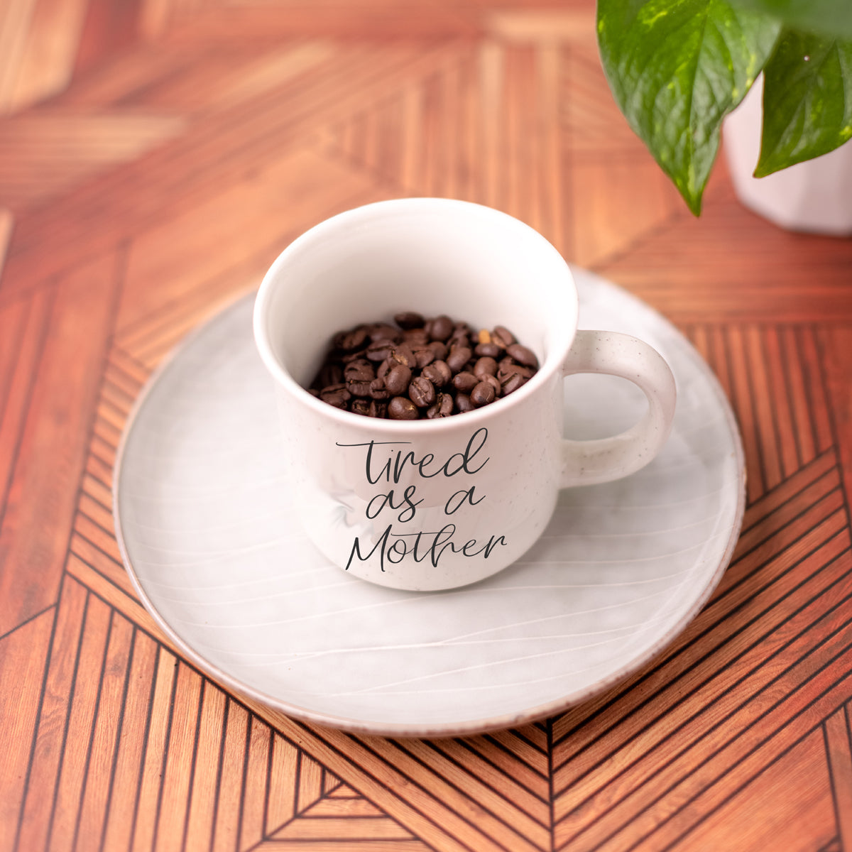 Kaffeetasse „Müde wie eine Mutter“ 430ml Keramik lustiges Muttergeschenk