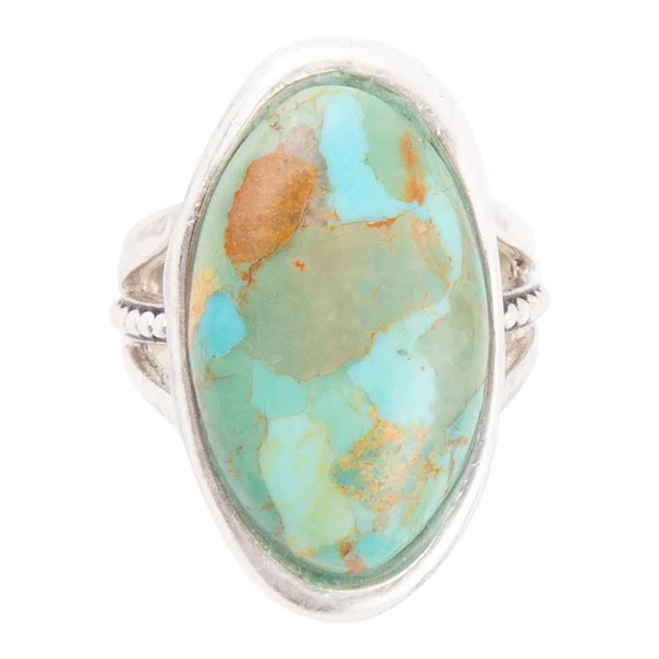 Blue Turquoise and Sterling Silver Oval Ring - ThisandThatShoppe