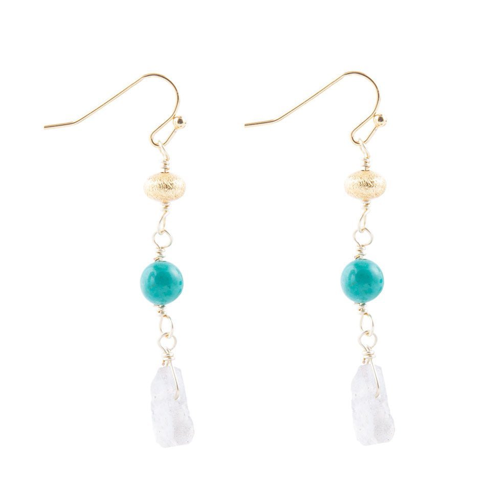 Turquoise Labradorite Elongated Earrings - ThisandThatShoppe