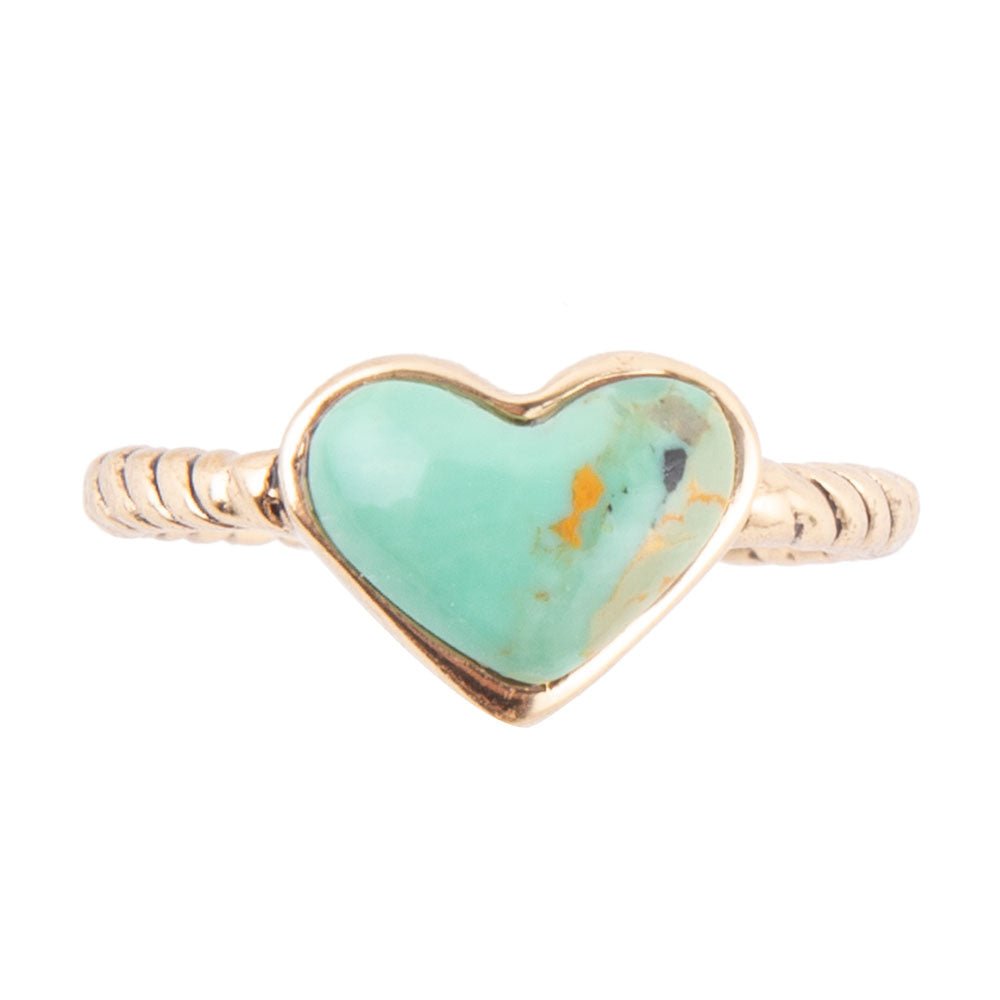 Rope My Heart Blue Turquoise and Golden Ring - ThisandThatShoppe