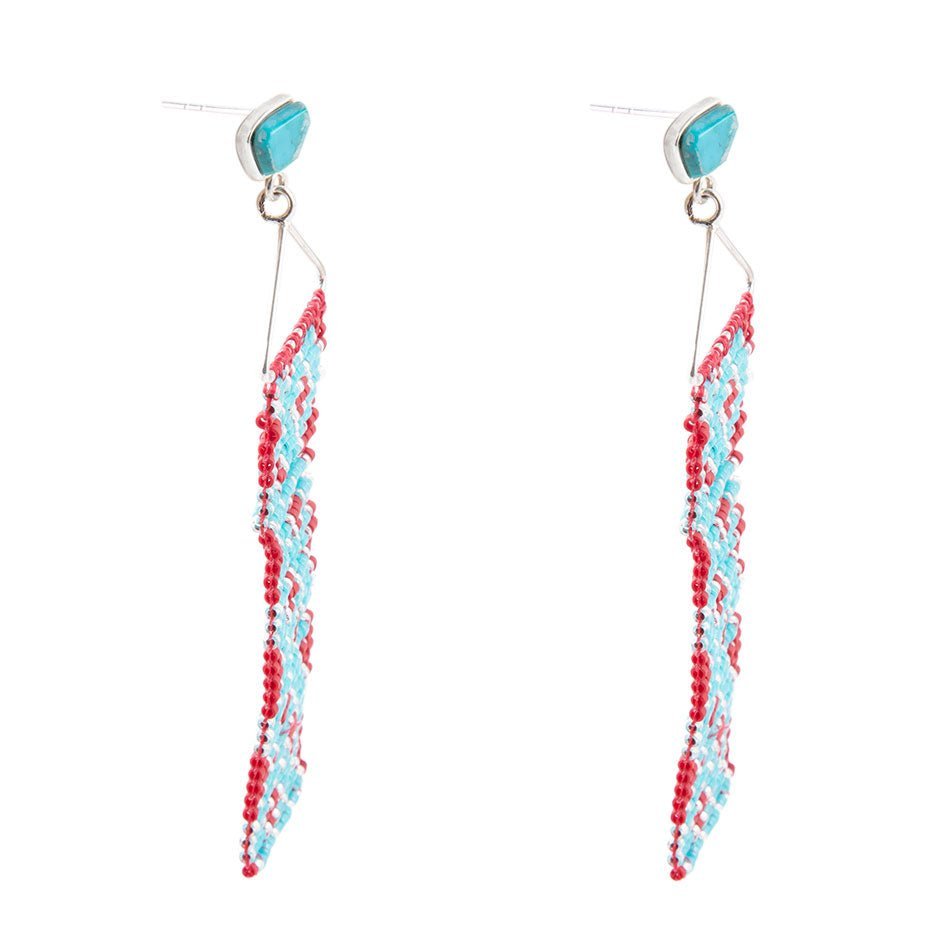 Turquoise Woven Seed Bead Earrings - ThisandThatShoppe