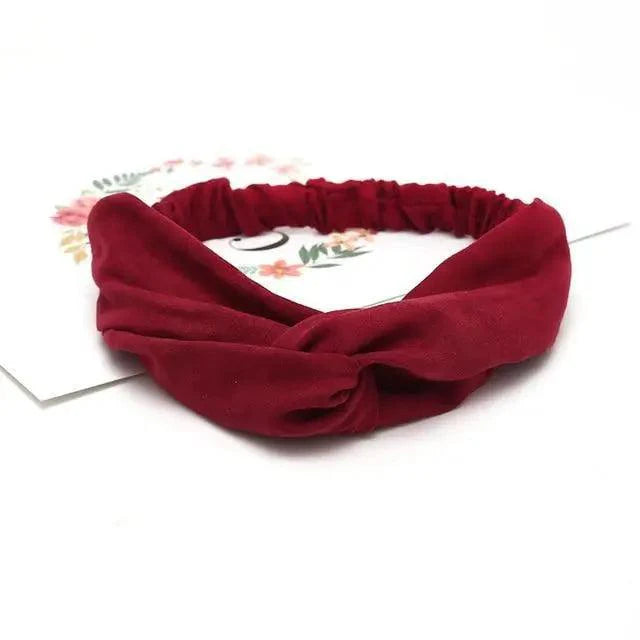 Unique Style Women's Soft Solid Print Headbands Vintage Cross Knot Elastic Hairbands Bandanas Girls Hair Bands Hair Accessories