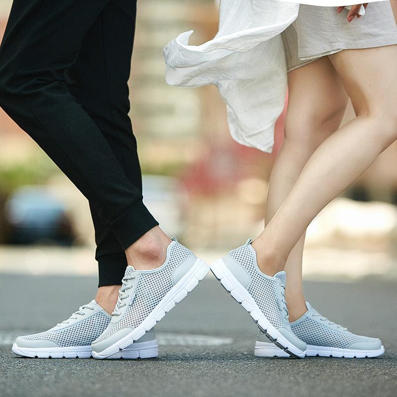 Unisex Summer Sneakers Breathable Casual Shoes Couple Fashion Lace Up Mens Mesh Flats Comfortable Walking Footwear Fashion New Lightweight Casual Sneakers