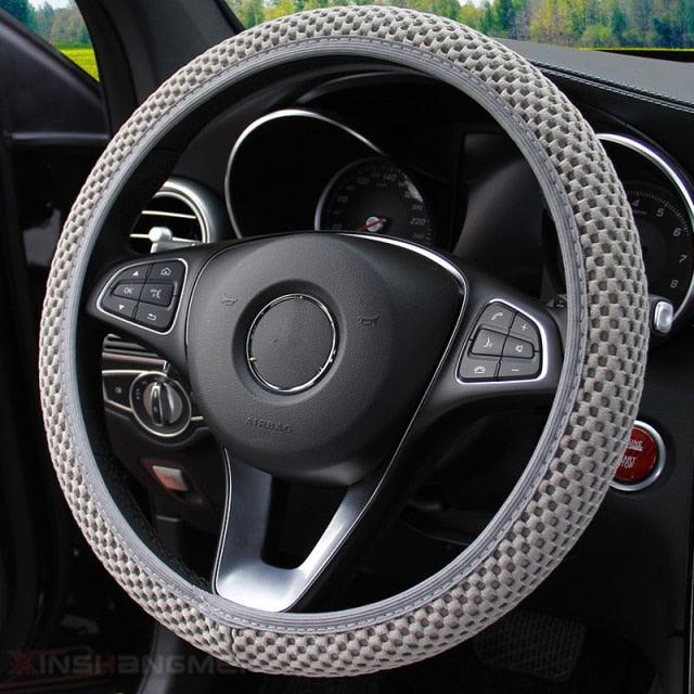 Universal Ice Silk Steering Wheel Cover Wear-resistant Anti-slip Car Accessories Microfiber Breathable Ice Silk Steering Wheel Cover Gear Handbrake Breathable Anti-Slip Warm Steering Wheel Cover Winter Cool Summer Cover Interior