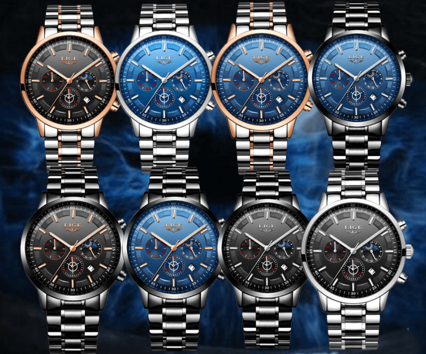 Men's Waterproof Watch With Chronometers And Date Display Unique Design Perfect Gift