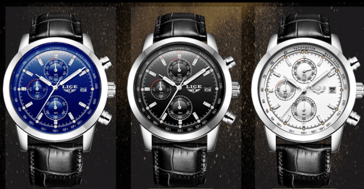 Men's Waterproof Watch With Chronometers Date Display And Fluorescent Pointers Excellent Look Perfect Gift