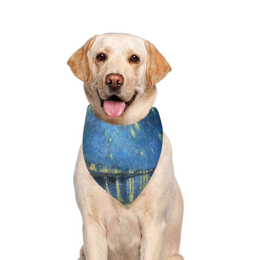 Van Gogh Starry Night Over The Rhone Double-Sided Pet Bandana