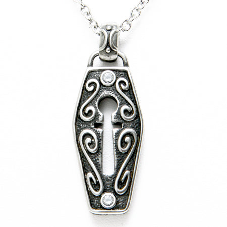 Collier Vintage avec Pendentif Clé et Serrure, Breloque Cercueil Gothique