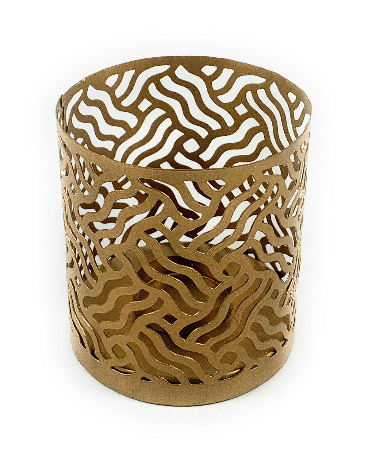 Vibhsa Votive Candle Holders | Set of 2, Gold, Laser-Cut Design
