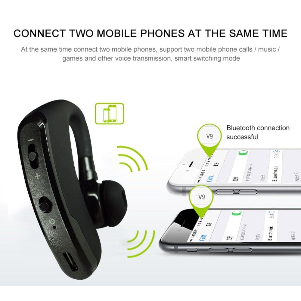 Waterproof Wireless Bluetooth Handsfree Earphone Single Headphone Elegant Black Design Comfortable Long Wireless Range Headset Business Office Earbud With Microphone Waterproof Loud Voice Sport Earphones
