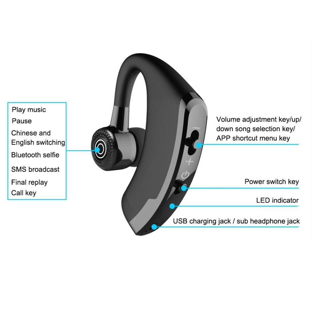 Waterproof Wireless Bluetooth Handsfree Earphone Single Headphone Elegant Black Design Comfortable Long Wireless Range Headset Business Office Earbud With Microphone Waterproof Loud Voice Sport Earphones