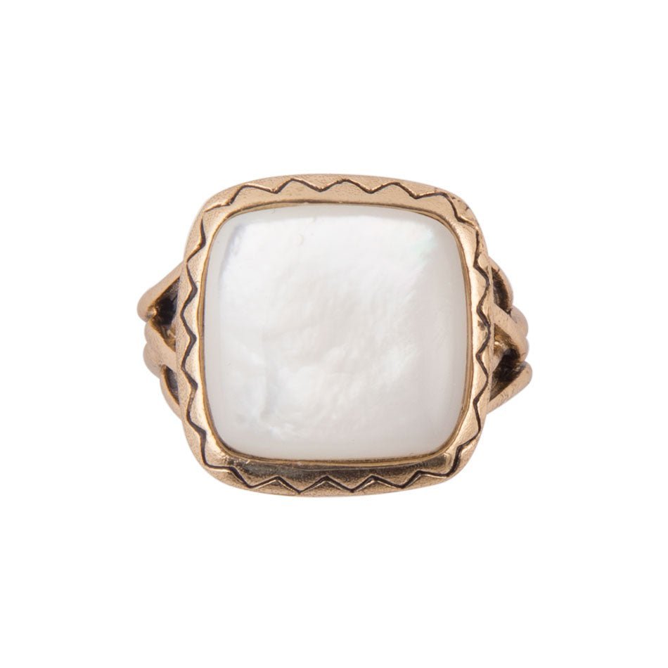 Wave of White Mother of Pearl Golden Ring - ThisandThatShoppe