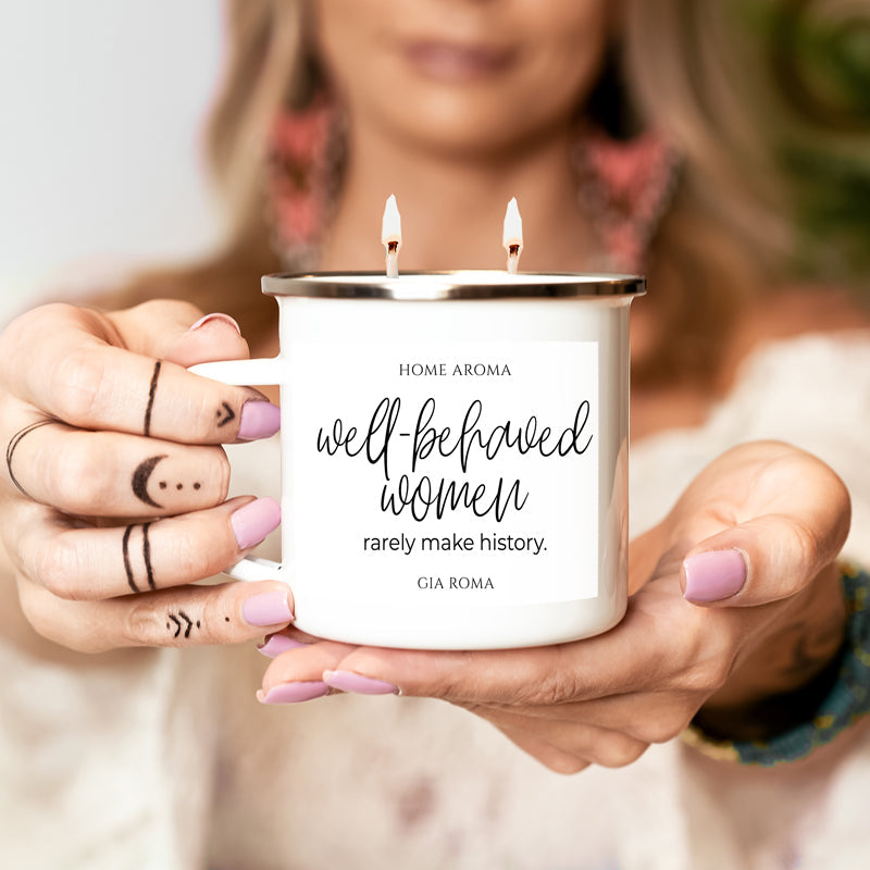 Bougie en soja parfumée de 450 g dans une tasse métallique réutilisable – Idée cadeau