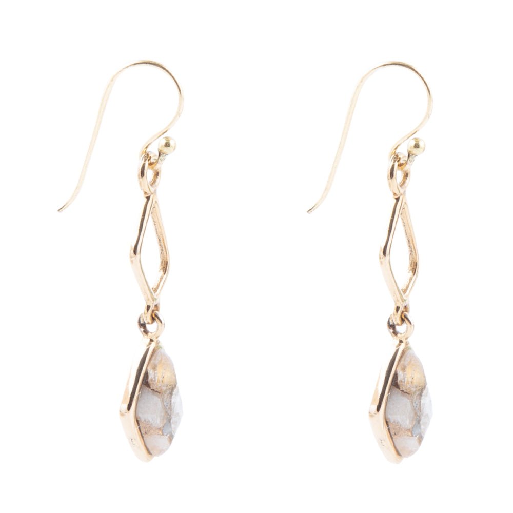 White Calcite Matrix and Bronze Drop Earrings - ThisandThatShoppe
