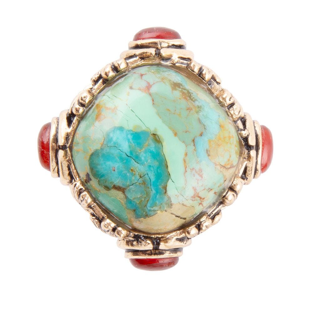 Wilder Blue Turquoise Golden Statement Ring - ThisandThatShoppe