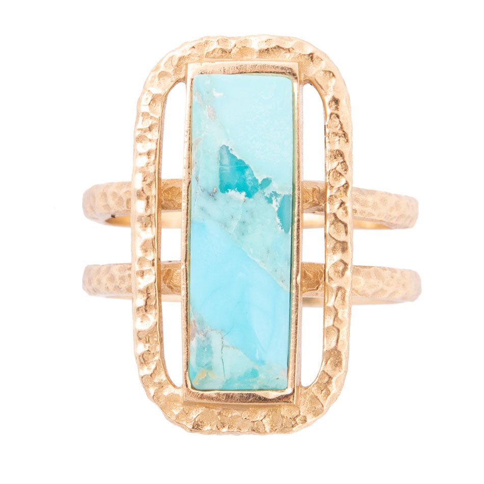 Willa Blue Turquoise Golden Statement Ring - ThisandThatShoppe