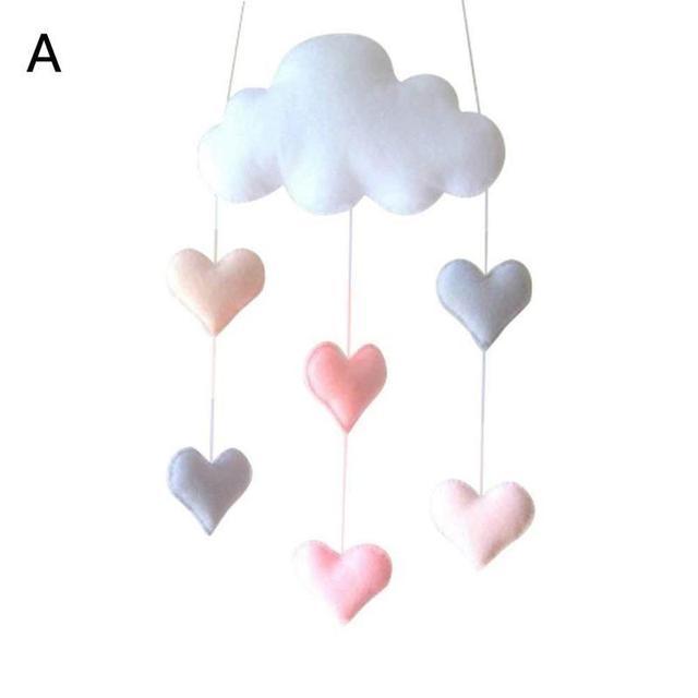 Wind Chimes Handmade Cloud Felt Love Pendant Baby Children Cloud Bed Bell Mobile Crib Jewelry Creative Pendant Bedroom Loving Ceiling Hanging Heart Decor Girls Wind Chime Nursery Decoration
