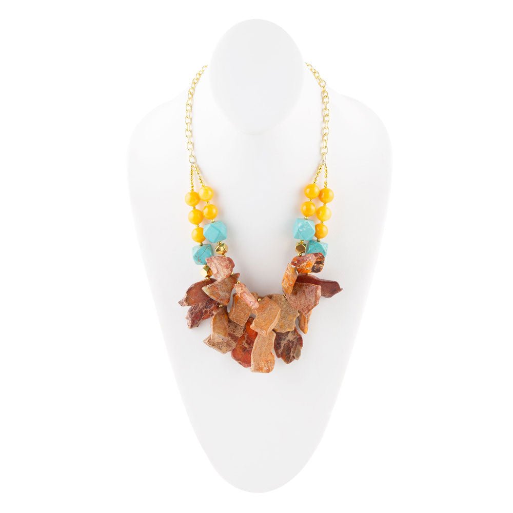 Windswept Double Strand Slab Necklace - ThisandThatShoppe
