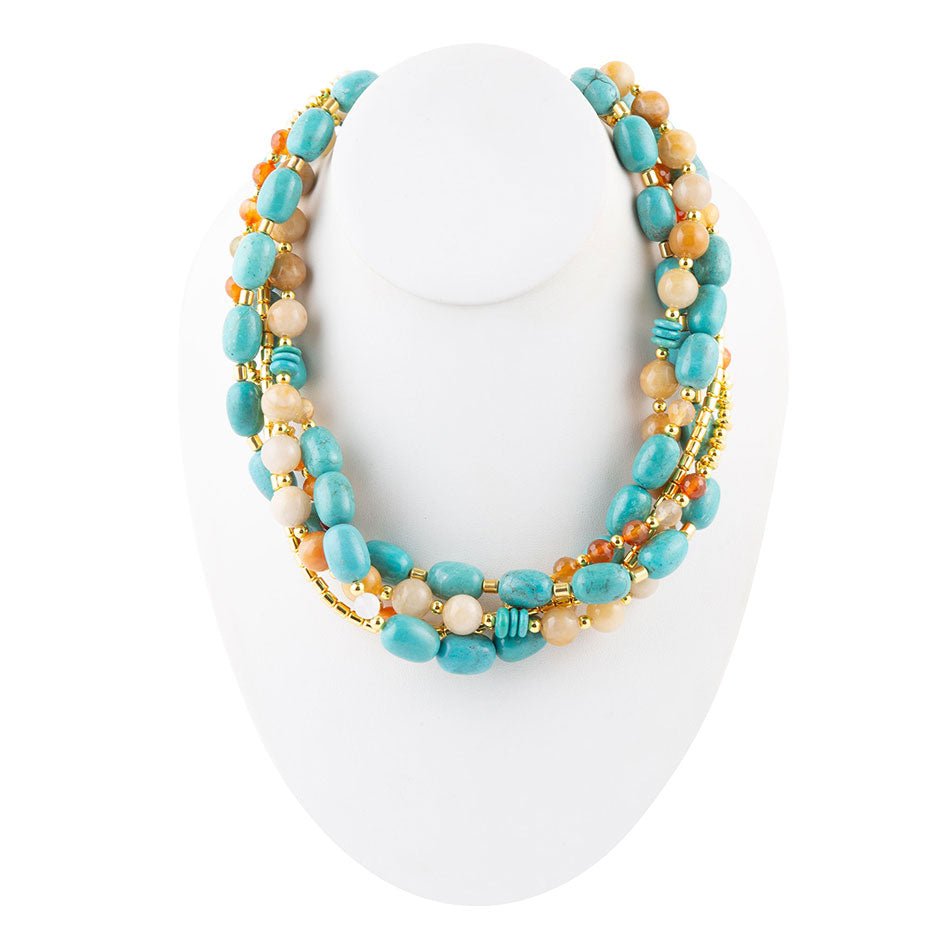 Windswept Multi-Layered Colorful Beaded Statement Necklace - ThisandThatShoppe
