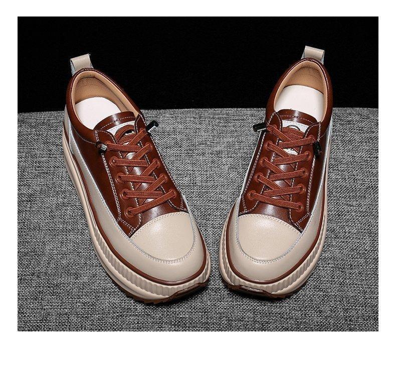 Winter Thich Womans Sneakers Warm Casual Vulcanized Shoes High Platform Boots Lace Up High Top Leather Sneakers Woman High Fashion Thick Soled Sports Walking Platform Shoes 7CM