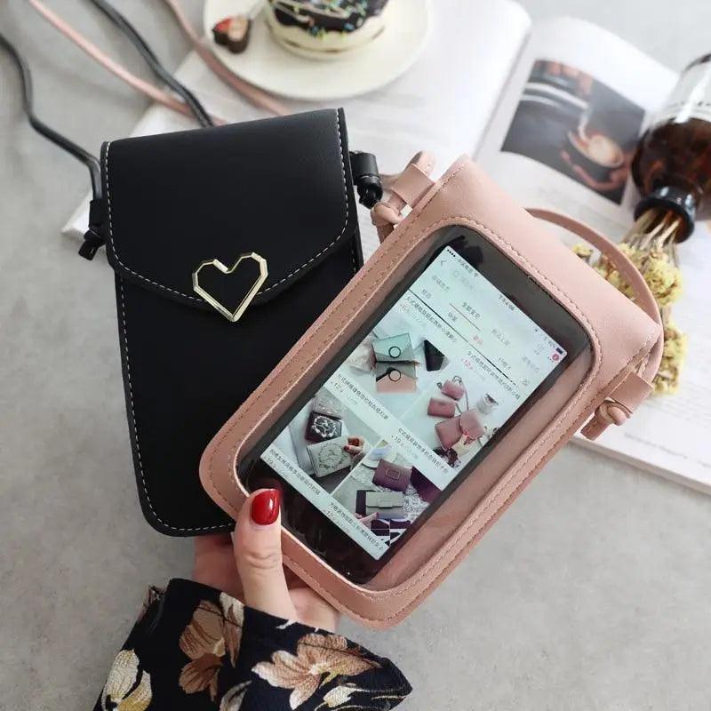 Women Bag Shoulder Transparent Bag Card Holders Girl Handbag Ladies PU Leather Clutch Phone Wallets Purse