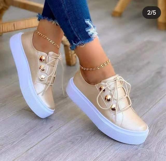 Women Gold Sneakers White Round Head Platform Causal Sports Cute Pink Fashion Flats Exclusive Women's Cult Fashionable High Platform Calf White Sneaker Lace Up Stylish Casual Walking Sneakers