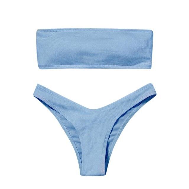 Women's Bikini Two Piece Swimsuit Swimwear Beach Bathing Suit Woman Two-Piece Strapless Padded High Cut Bandeau Bathing Suit Swimwear
