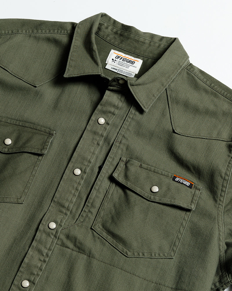 Earl Denim Shirt - Dusty Olive - ThisandThatShoppe