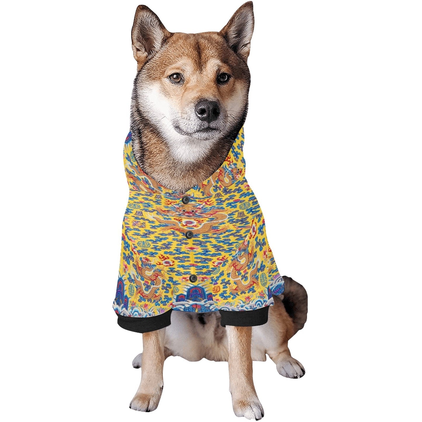 Yellow Qing Dynasty Dragon Button Hoodie