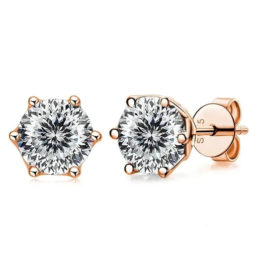 0.5-1ct D Color Moissanite Stud Earrings 925 Sterling Silver Gold Plated