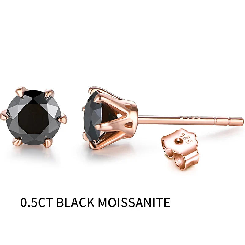 Colored Moissanite 1ct Round Cut Stud Earrings DVVS1 Lab Created 18K Gold