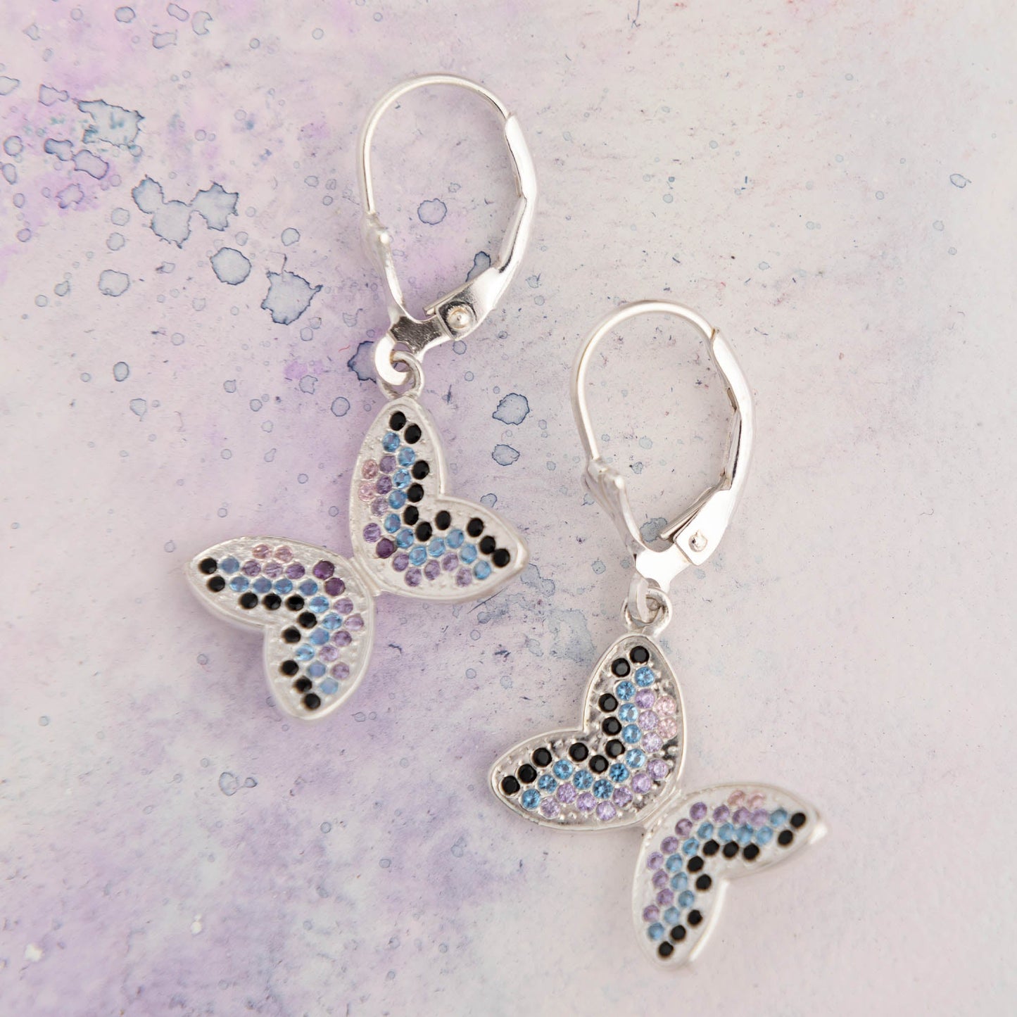 Fluttering Friends Sterling & Crystal Earrings