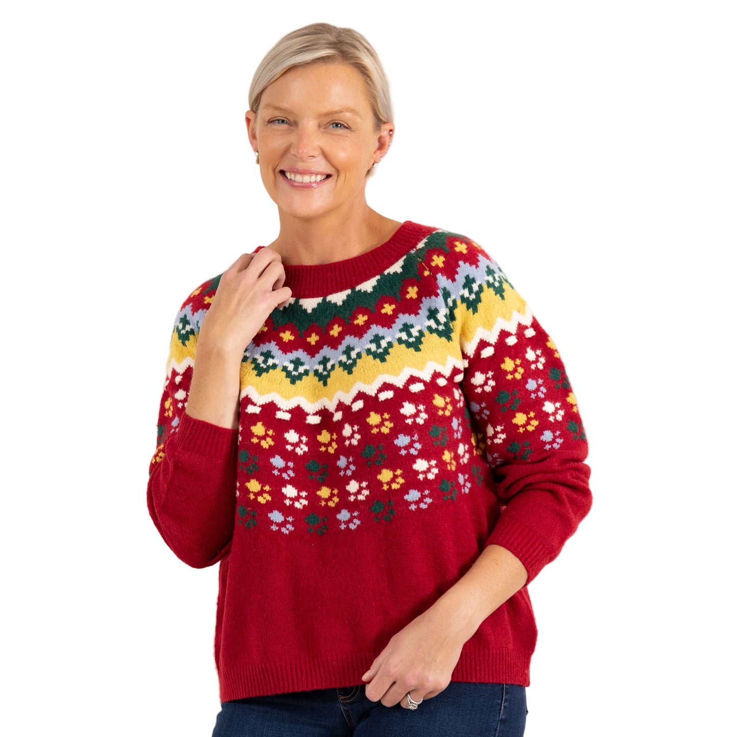 Nordic Paw Print Knitted Sweater