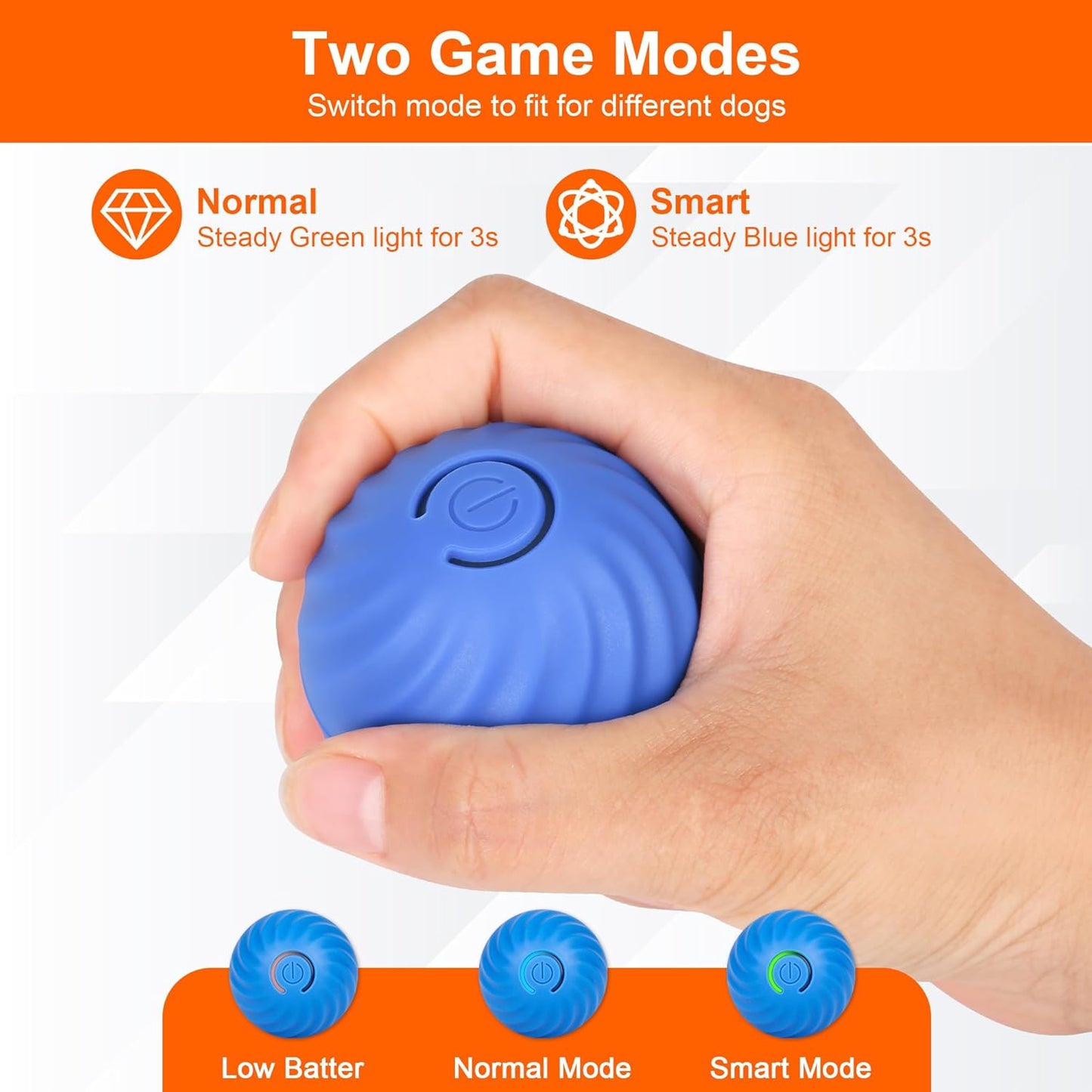 Interaktiver smarter Hundespielzeugball, sich selbst bewegender Wicked Ball mit automatischem Springen und Rotieren für Welpen/kleine Hunde, langlebig, kaubar, USB-wiederaufladbar und lustiges Geschenk für Hunde, 5,6 cm