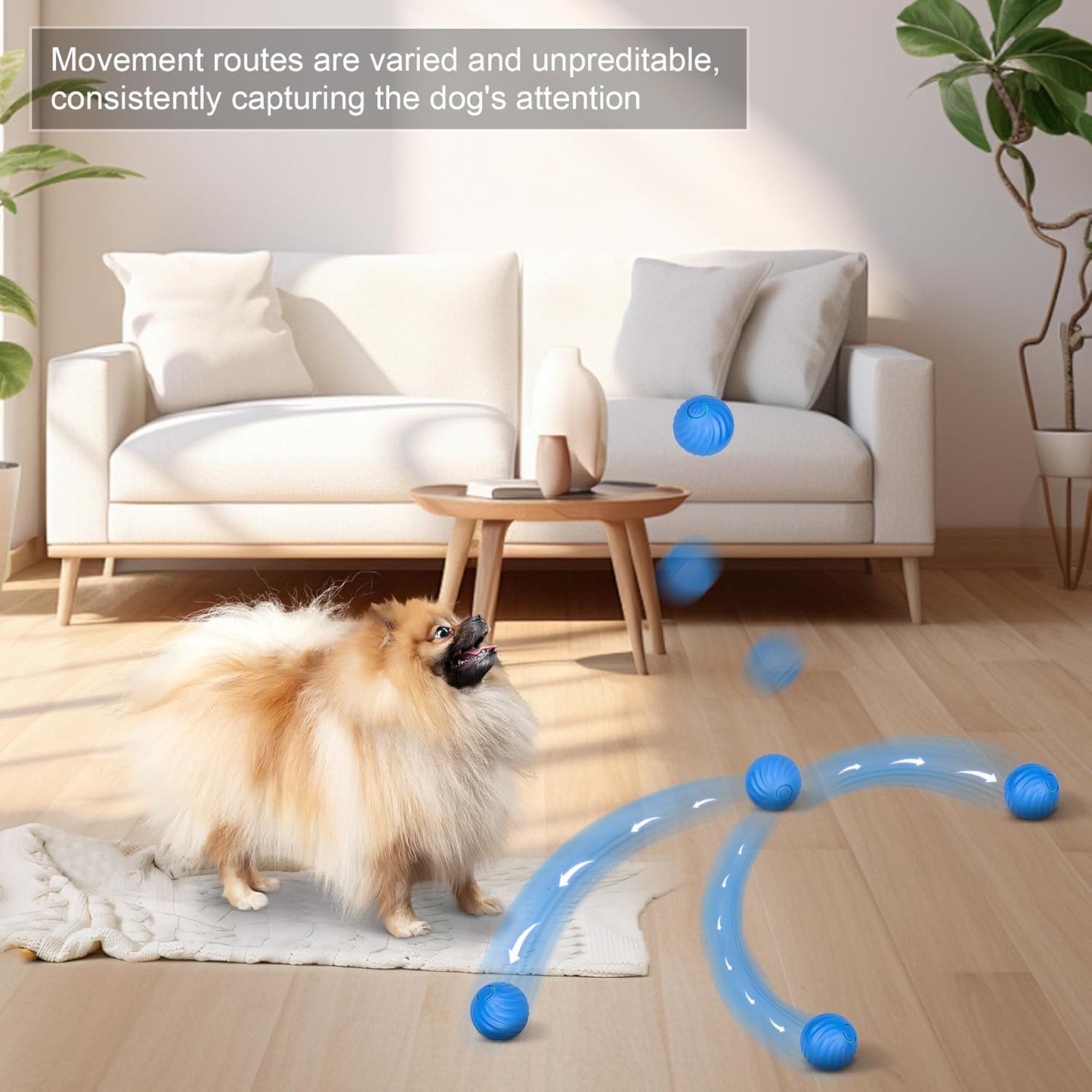 Interaktiver smarter Hundespielzeugball, sich selbst bewegender Wicked Ball mit automatischem Springen und Rotieren für Welpen/kleine Hunde, langlebig, kaubar, USB-wiederaufladbar und lustiges Geschenk für Hunde, 5,6 cm