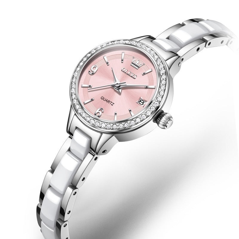 Oulishi Womens Watch With A Ceramic Strap A Versatile Quartz Timepiece